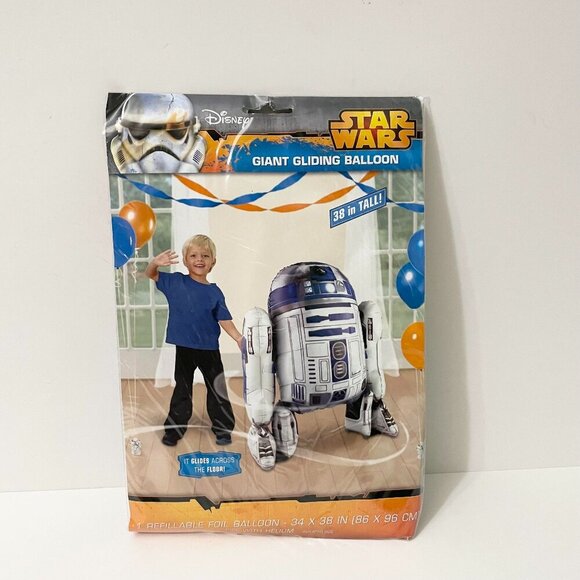 R2-D2 Star Wars Giant Gliding Birthday Balloon 38 Inch Tall Disney - Picture 1 of 16